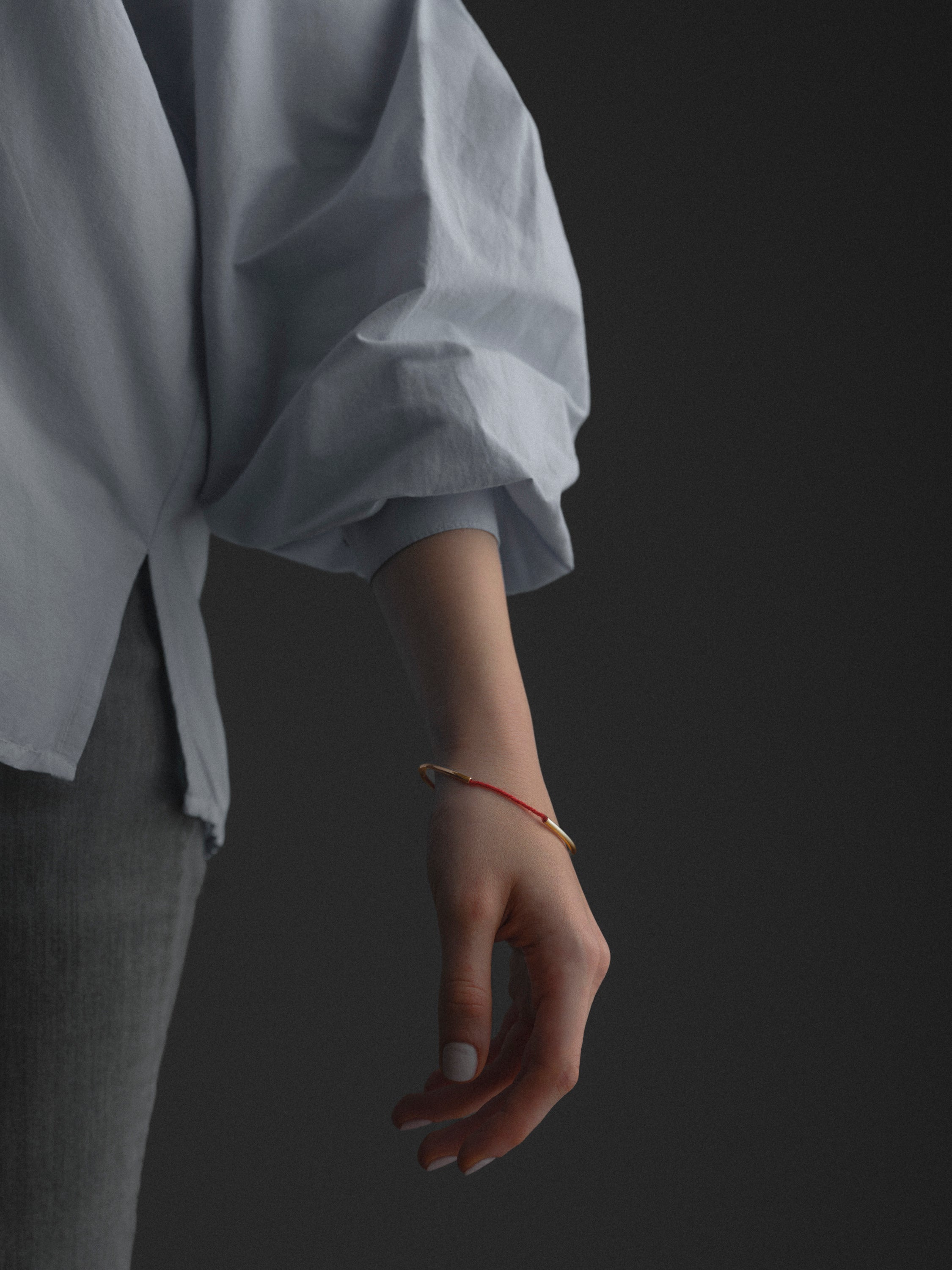 Tiferet Bangle — Silver Edition — Kabbalah red thread bangle — harmony and beauty Jewish jewelry — Oriya Jewels