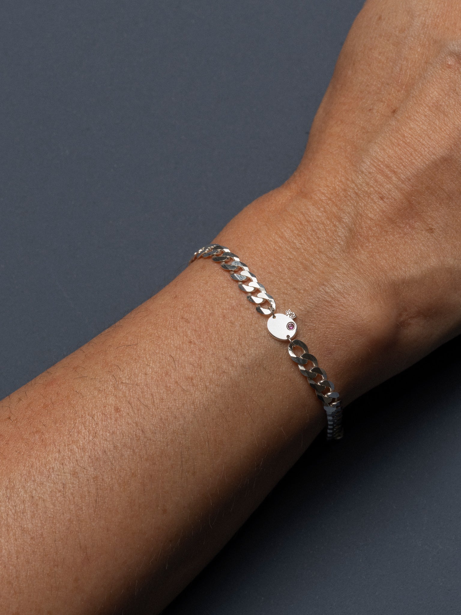 Rimonit Bracelet — pomegranate silver charm bracelet — Jewish holiday jewelry — Oriya Jewels