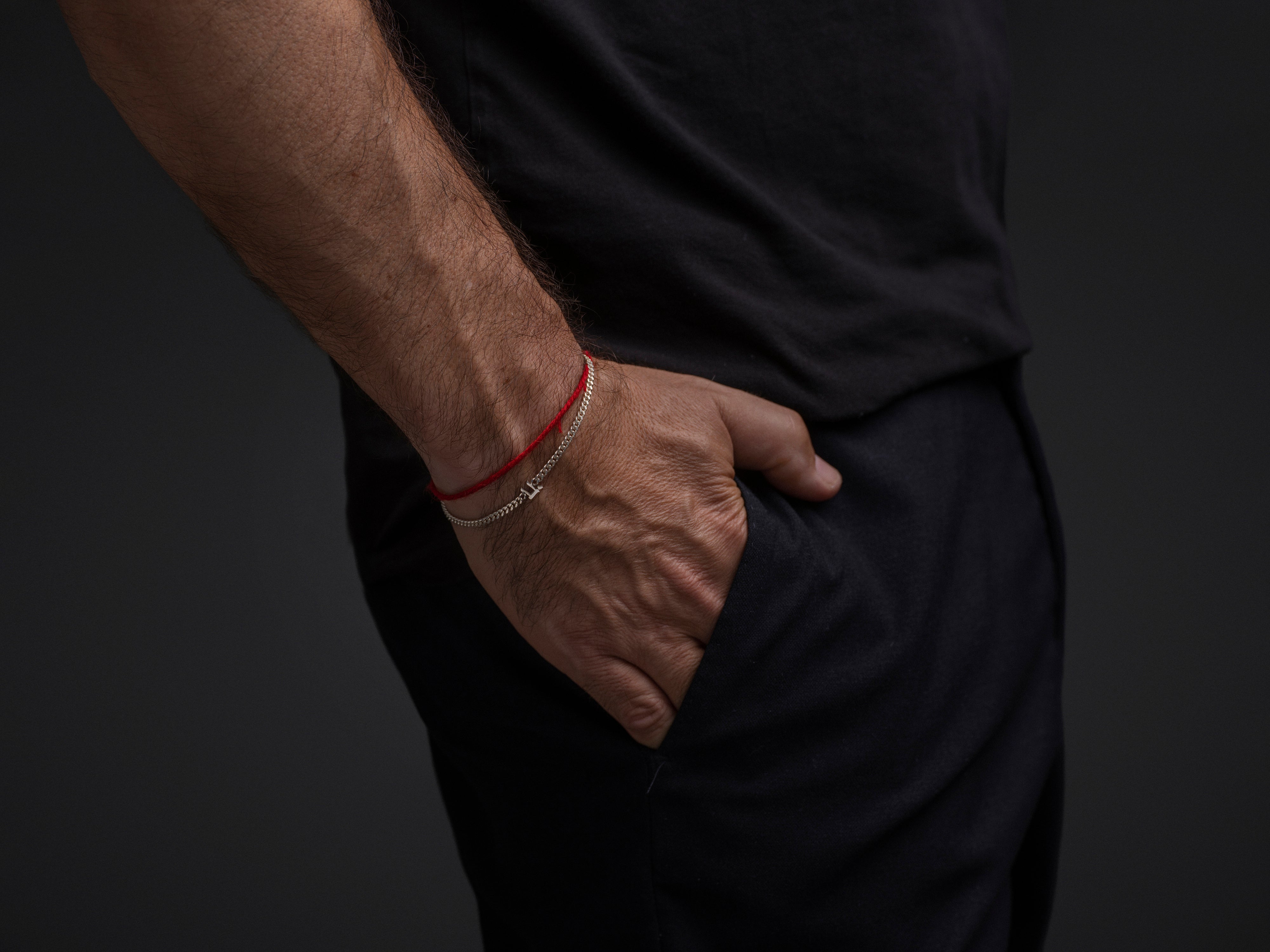 Shelev Bracelet — Chai Edition — detail view — Chai life symbol silver bracelet — Oriya Jewels