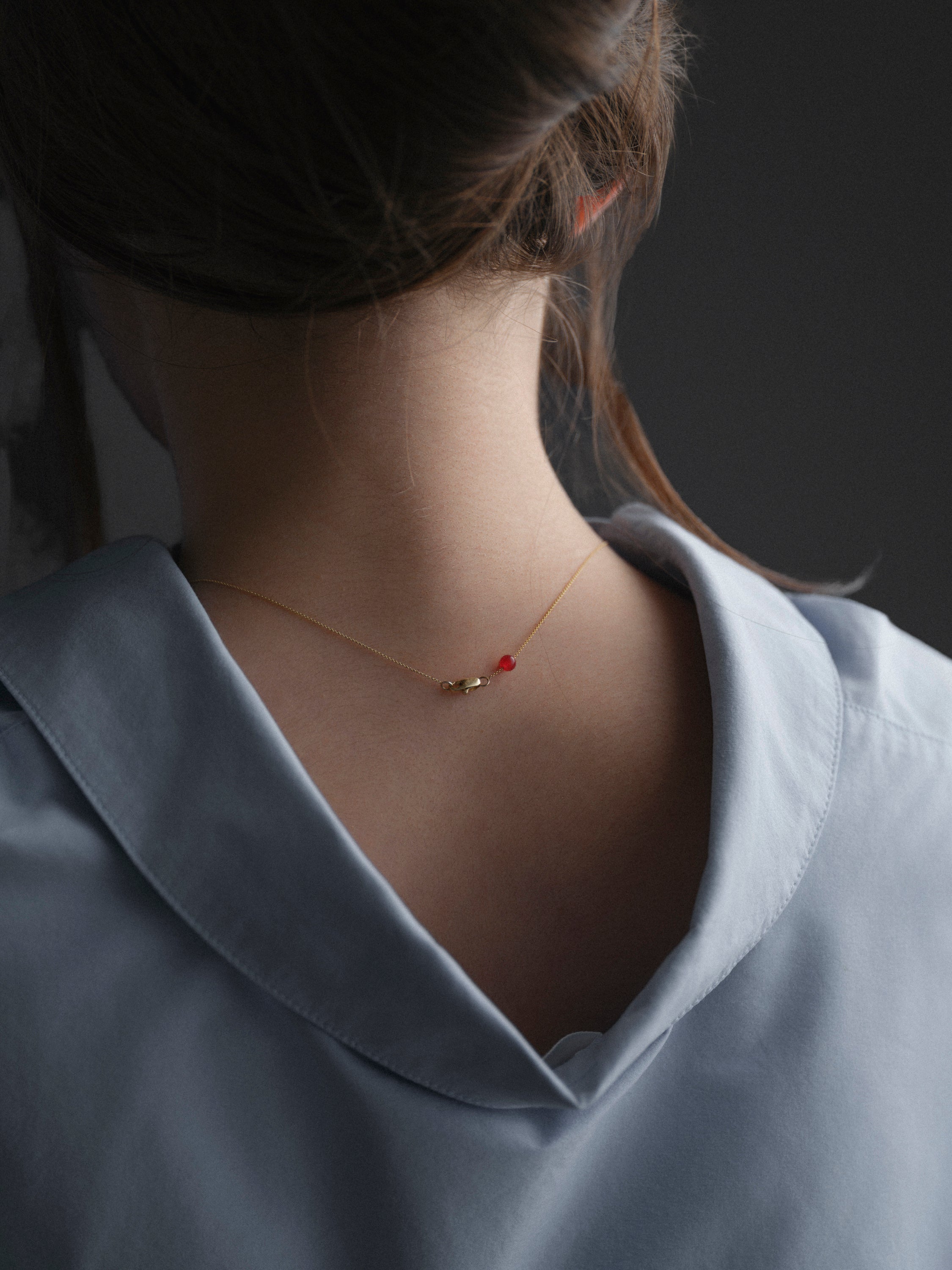 Yesh Me’Ayin Necklace — Chai Edition — detail view — Oriya Jewels